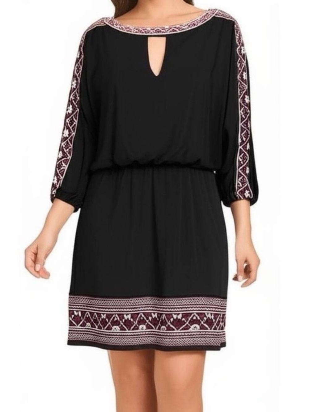 White House black market black silver open shoulder blousen dress size XS